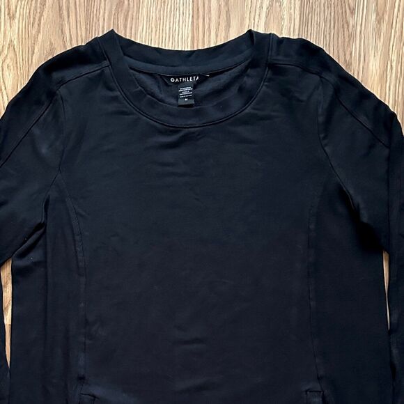 Athleta Black Balance Sweater Dress Long Sleeve Medium Minimalist Lounge Basic - Picture 3 of 11